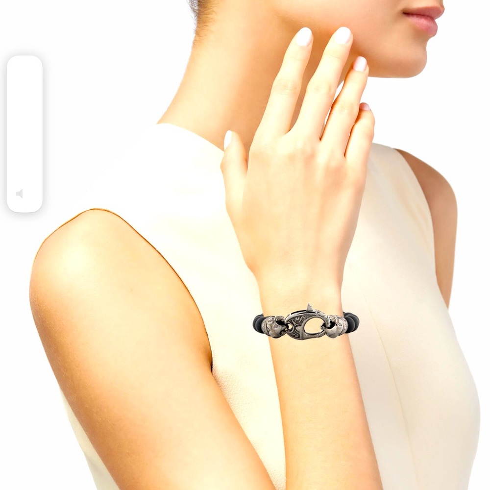 Men’s/Unisex Stephen Webster Onyx Beasts of London Raven Head Bead Bracelet